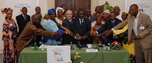 LA delegazione della Guinea con la Comunità di Sant'Egidio  foto by santegidio.org